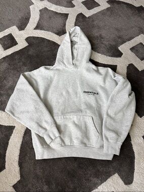 ESSENTIALS Light Gray Men's Pullover Hoodie
